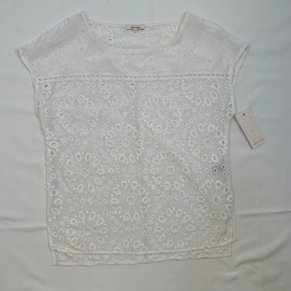 Ella Moss SZ XS NWT White Eyelet Top - Picture 2 of 5